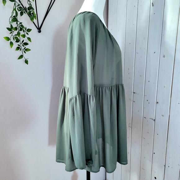 LOFT | BABYDOLL BLOUSE olive small - Picture 4 of 7